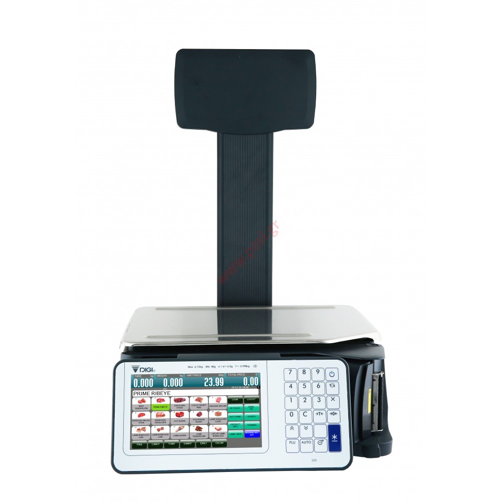 Ζυγαριά DIGI SM-5300P με εκτυπωτή-οθόνη χειριστή στο σώμα του ζυγού και υπερυψωμένη οθόνη πελάτη (Pc Based)